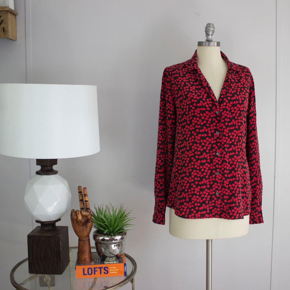 Equipment Adalyn Heart Print Shirt